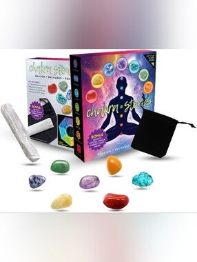 7 Chakra Stone Kit with Selenite Crystal New